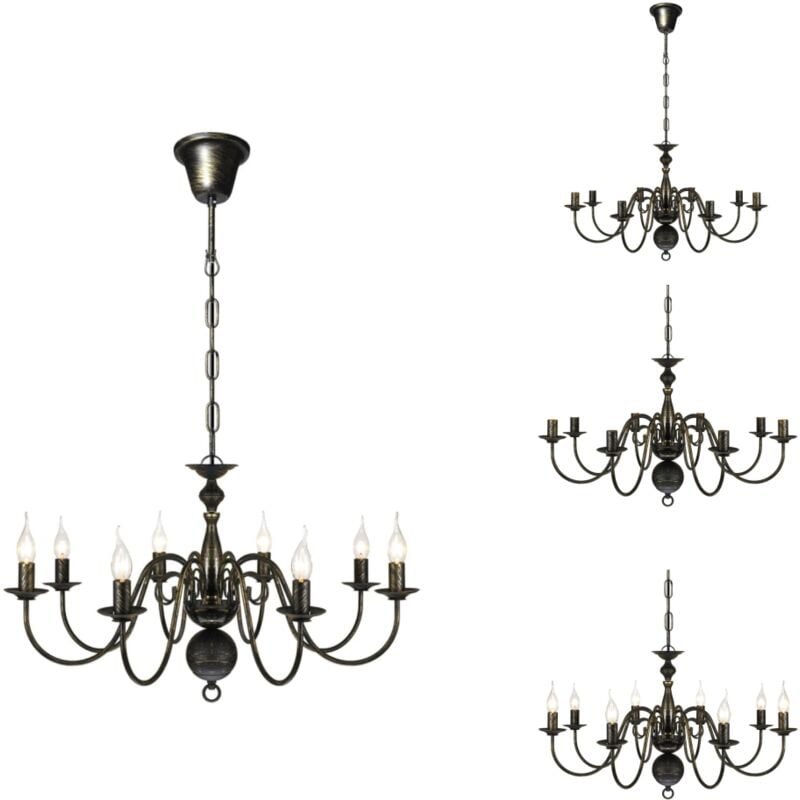 Kronleuchter - Metall-Kronleuchter Schwarz Antik 8 x E14 Glühbirnen