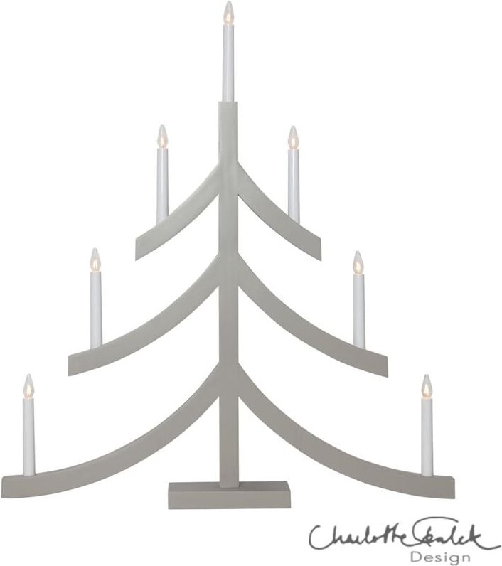 Kerzenleuchter ,Pagod, 7-flammig, lackiertes Holz, beige