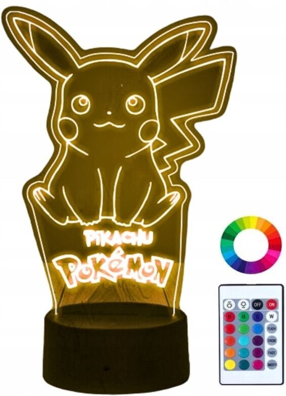Kinder Nachttischlampe Pikachu Pokemon Go beleuchtet + Fernbedienung