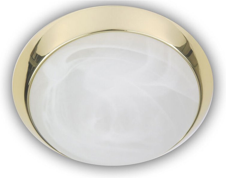 Niermann - Deckenleuchte rund, Glas Alabaster, Dekorring Messing poliert, ø 40cm