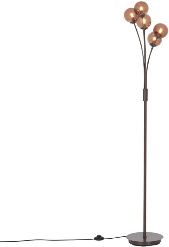 Design-Stehleuchte Bronze mit bronzefarbenem Glas, 5-flammig - Athen