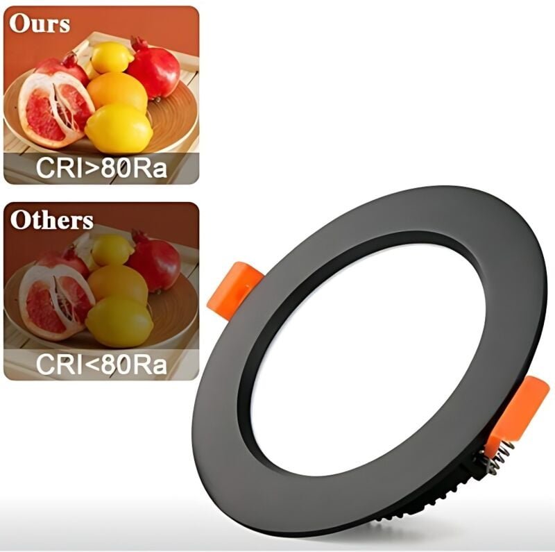 Comely - Schwarzer LED-Einbaustrahler (5 Stück), ultraflacher Deckeneinbaustrahler, 9 w, 220 v, Kaltweiß 6000 k, mit 70–...