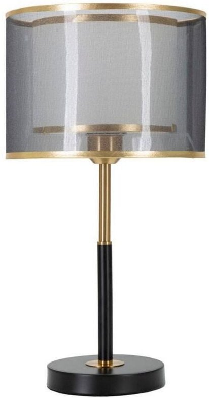 Dmora - Tischlampe Chiaroscuro, Schreibtischleuchte, Büroleuchte, Arbeitslampe, 25x25 h48 cm, Schwarz und Gold