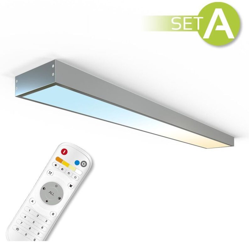 CCT LED Panel 120x15cm Aufbauset 36W 3000K-6000K inkl. Fernbedienung und Aufbaurahmen