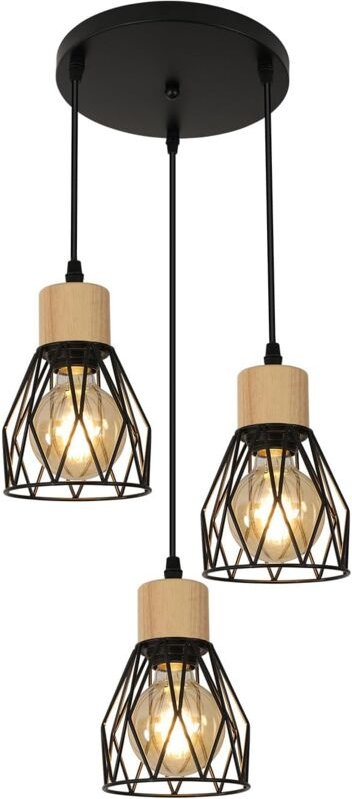 GOECO Küchen-Kronleuchter, industrielle Hängelampe, Eisenkäfig-Lampenschirm, E27-Deckenleuchte, höhenverstellbar, 12 cm,...