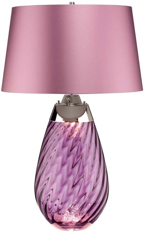 Thumbnail - Lena 2 Leichte große Pflaumentischlampe, pflaumenfarbenes Glas, Heather Shade, E27 - Elstead