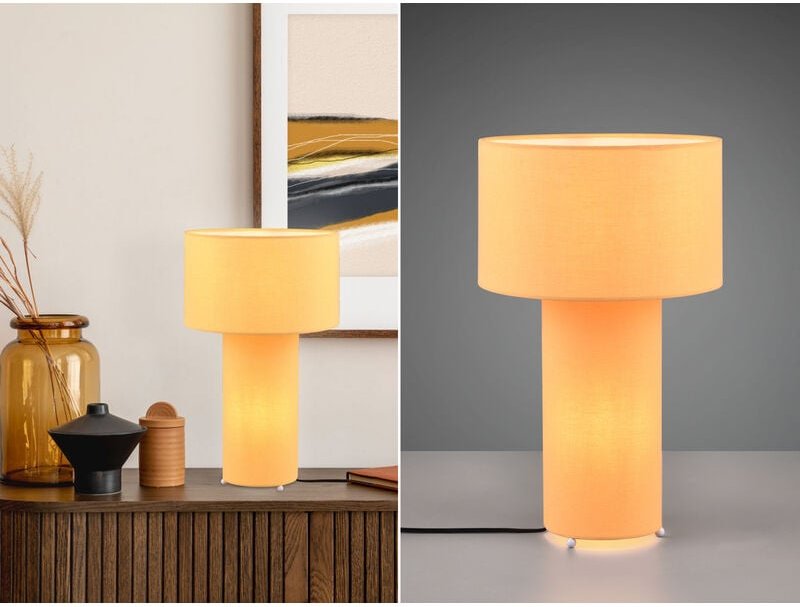 Led Tischleuchte Korpus und Lampenschirm Stoff Illuminate Gelb, Höhe 40cm