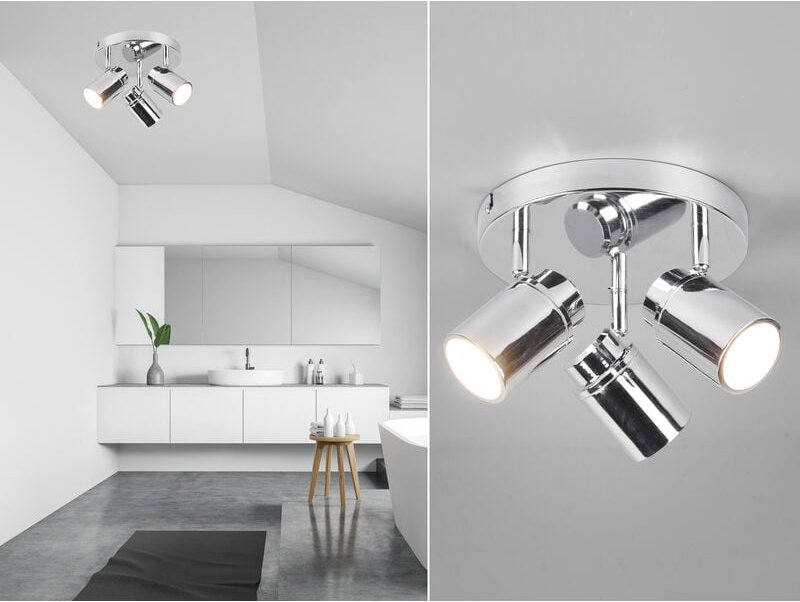 Thumbnail - Led Deckenstrahler Badezimmerlampe Silber Chrom 3-flammig, ø 20cm