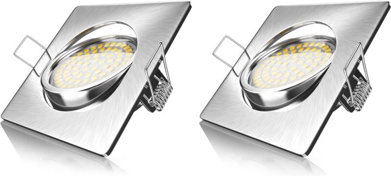 Brandson - 2x led Einbaustrahler in Edelstahl Optik, schwenkbarer Deckenspot mit 320 Lumen / Warmweiß