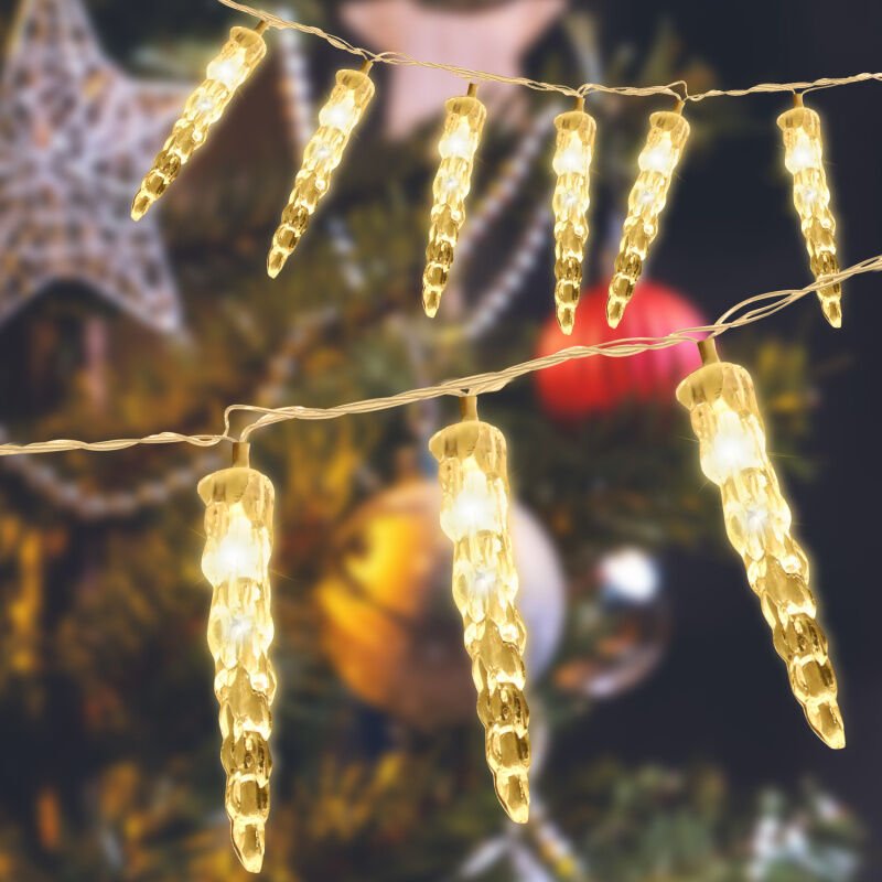SWANEW 40 LED Eiszapfen Lichterkette, LED Eiszapfen Lichtervorhang, Gartenleuchten Wasserdicht IP44 Weihnachten Warmweiß