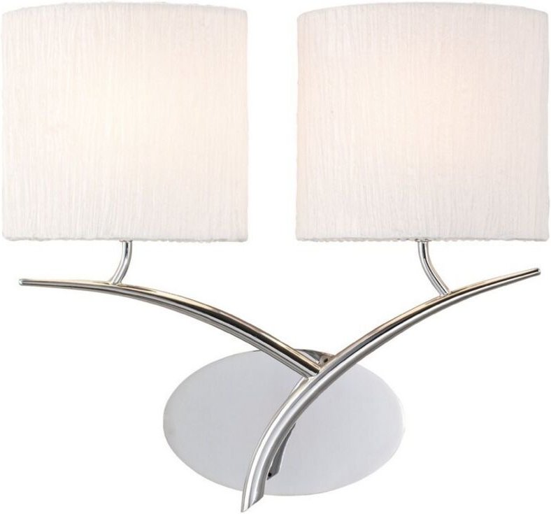 Inspired Mantra - Eve - Wandleuchte Switched 2 Light E27, Chrom poliert mit weißen ovalen Schirmen