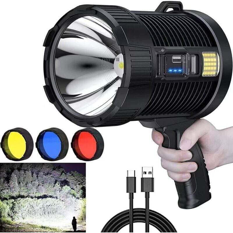 Wiederaufladbarer LED-Scheinwerfer, 25 Lumen, große Taschenlampe, superheller Solar-Scheinwerfer für den Außenbereich, m...