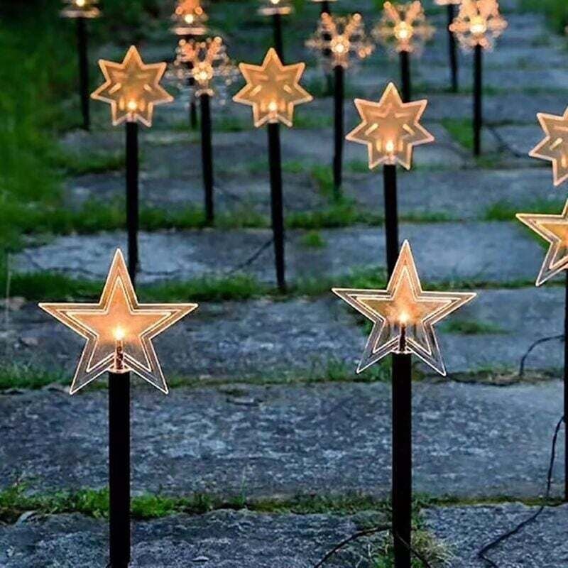 5er-Set LED-Solar-Weihnachtssterne – Lichterkette für den Außenbereich – Gartenlichter – Gartendekoration – Solar-Weihna...