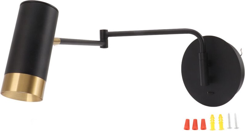 Eosnow Schwung Armwandlampe Montierte Nachtlampen mit verstellbaren Armen für Schlafzimmer Wohnzimmer Lesen schwarz