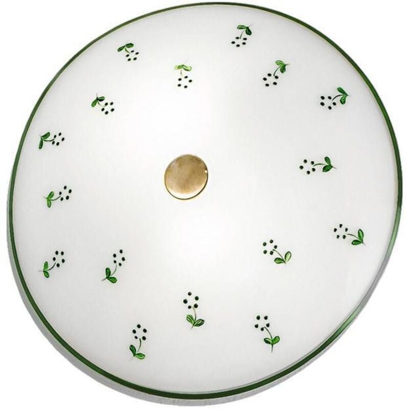 Kolarz - nonna - Cottage Style Glas gemusterte Flush Deckenleuchte Antik Messing, 2x E14