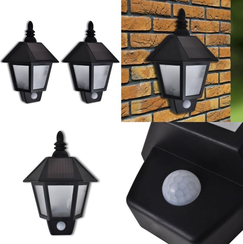 Solar-Wandleuchten mit Bewegungsmelder 2 Stk. - Solarlaterne - Outdoorbeleuchtung - Gartenlampe - Wandleuchte - Bewegung...