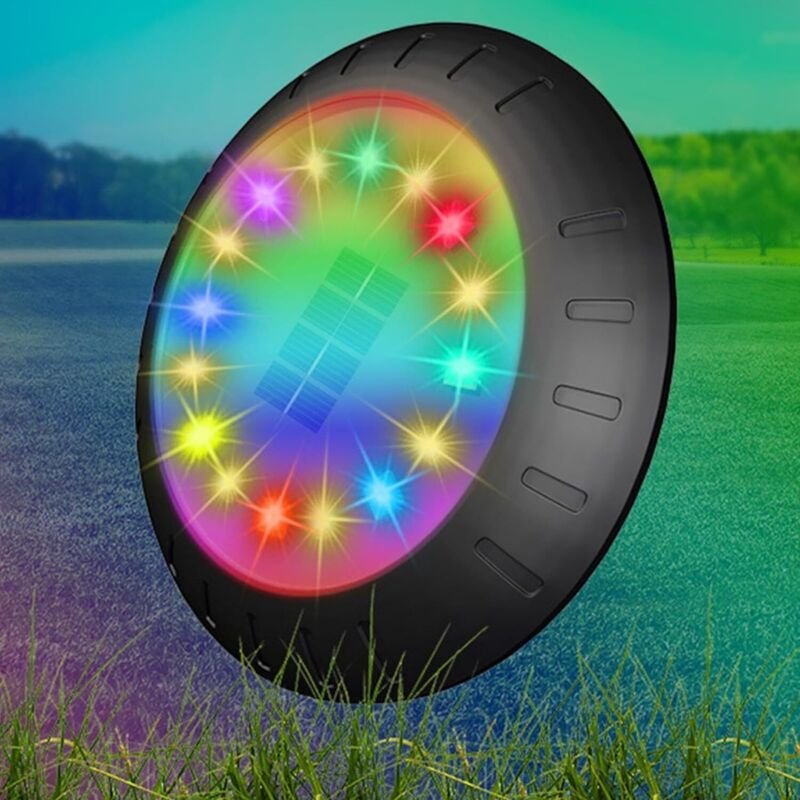 Farbwechselnde Solar-Bodenleuchten, 16 LED-Solar-Außenleuchten, Bodeneinbauleuchten, mehrfarbige Solar-Scheibenleuchten