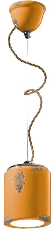 Pendelleuchte Keramik ø 12,5 cm h: max. 114 cm Gelb Shabby Antik E27 rund Vintage Keramikleuchte