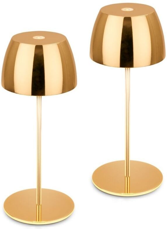 Briloner Serina Mini LED Tischlampe kabellos IP44, Dimmbar, Touch, Spritzwasserschutz, akku, gold, Ø8 x 20 cm