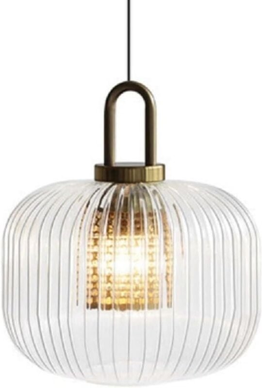24 cm große Pendelleuchte mit Glaslaterne, Retro-Industrie-Deckenleuchte mit E27-Bronzesockel, für Küche und Esszimmer