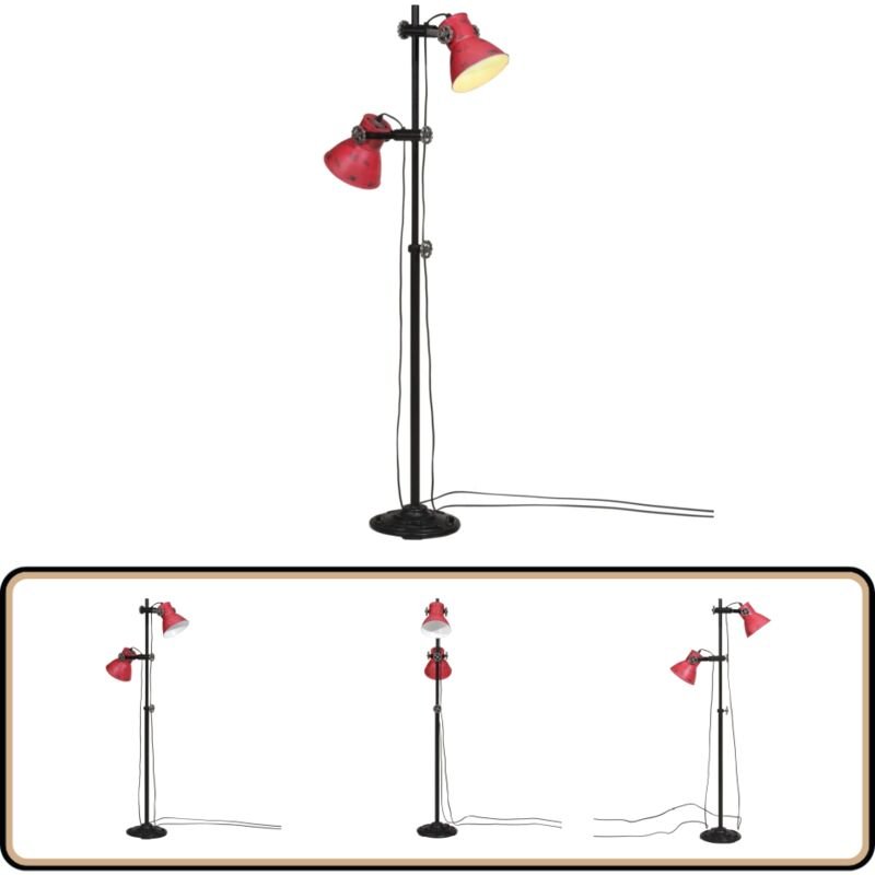 Stehleuchte 25 W Rot 25x25x90/140 cm E27 - Industrielampen - Stehlampe - Wohnzimmerstil - Esszimmerleuchte - Büroleuchte
