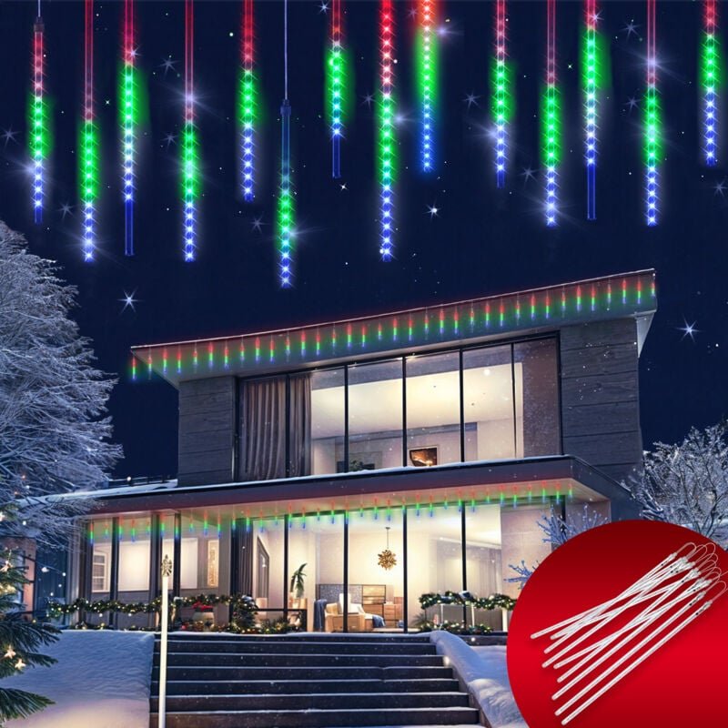 MONZANA® Lichterkette Meteorschauer 480 LED Außen Wasserdicht 10 Röhre je 50 cm Innen Weihnachten Eisregen Regenlichterk...