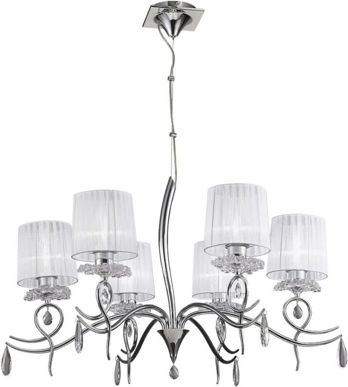 Inspired Mantra - Louise - Deckenleuchter 6 Light E27 Mit weißen Farbtönen Poliertes Chrom / Klarer Kristall