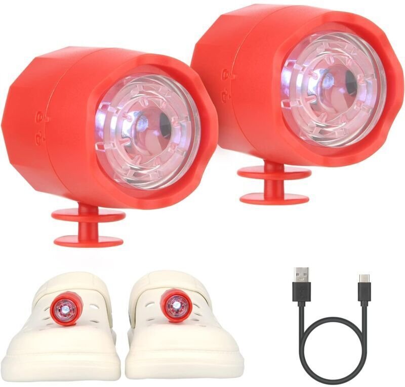 LED-Schuhlampe für Crocs, 2er-Pack, wasserdicht nach IPX5, ideal zum Gassigehen, Campen, mit Typ-C-Ladefunktion, geeigne...