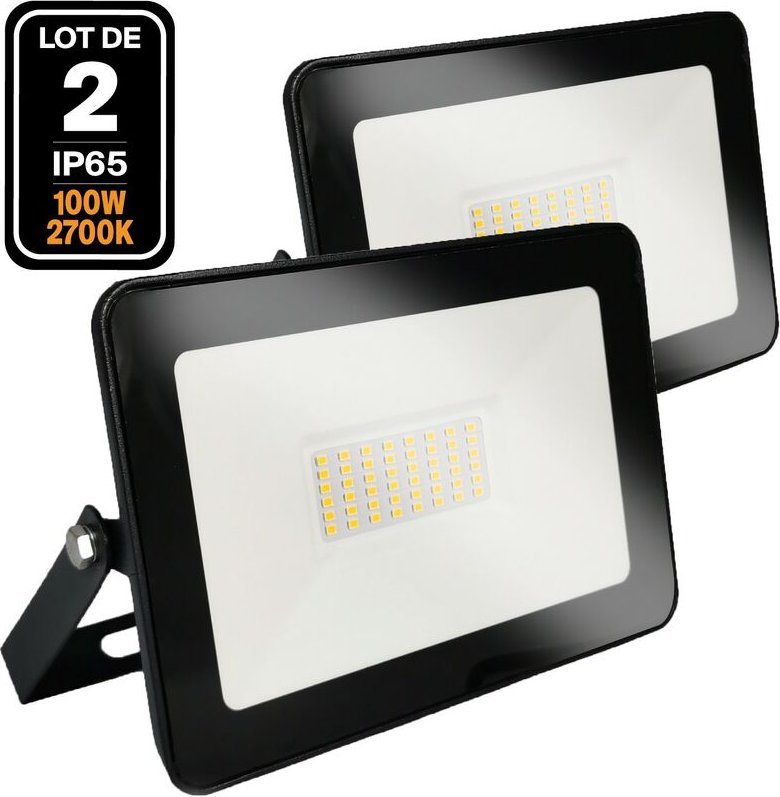 Europalamp - 2 LED-Fluter 100W Ipad Warmweiß 3000K Hohe Helligkeit
