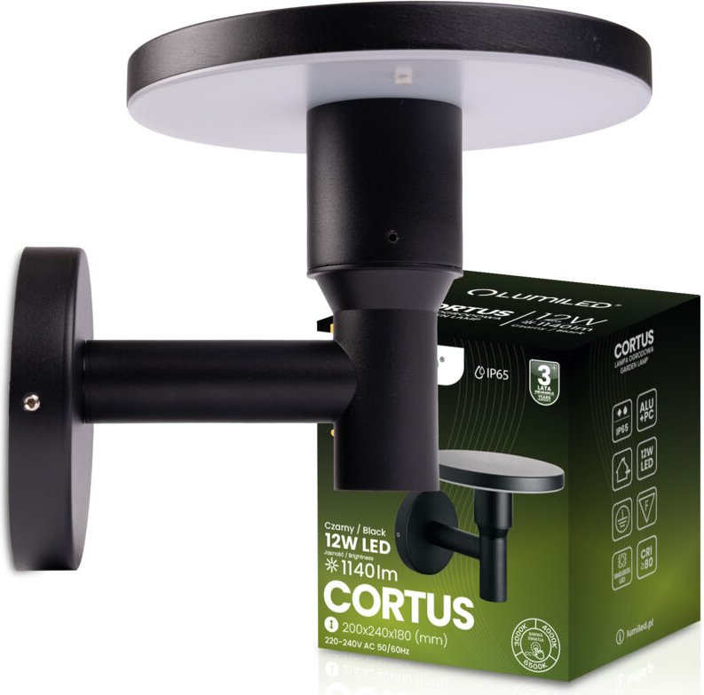 Gartenleuchte für den Außenbereich, Fassadenwandleuchte, CCT-LED, 12 W, 3000–6500 K, IP65, CORTUS LUMILED