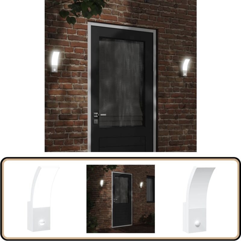 LED-Außenwandleuchte mit Sensor Weiß Aludruckguss - LED-Lampe - Bewegungsmelder - Außenscheinwerfer - Gartenbeleuchtung ...