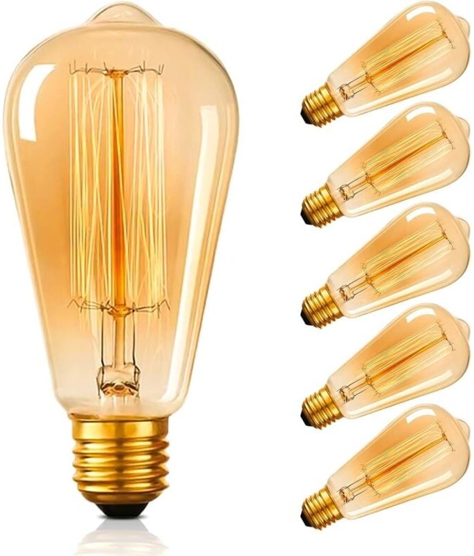 Thumbnail - Lablanc - Set mit 6 Vintage-ST64-Glühbirnen mit E27-Edison-Schraubsockel, Eichhörnchenkäfig-Glühbirne, warmweiß 2700 k, ...