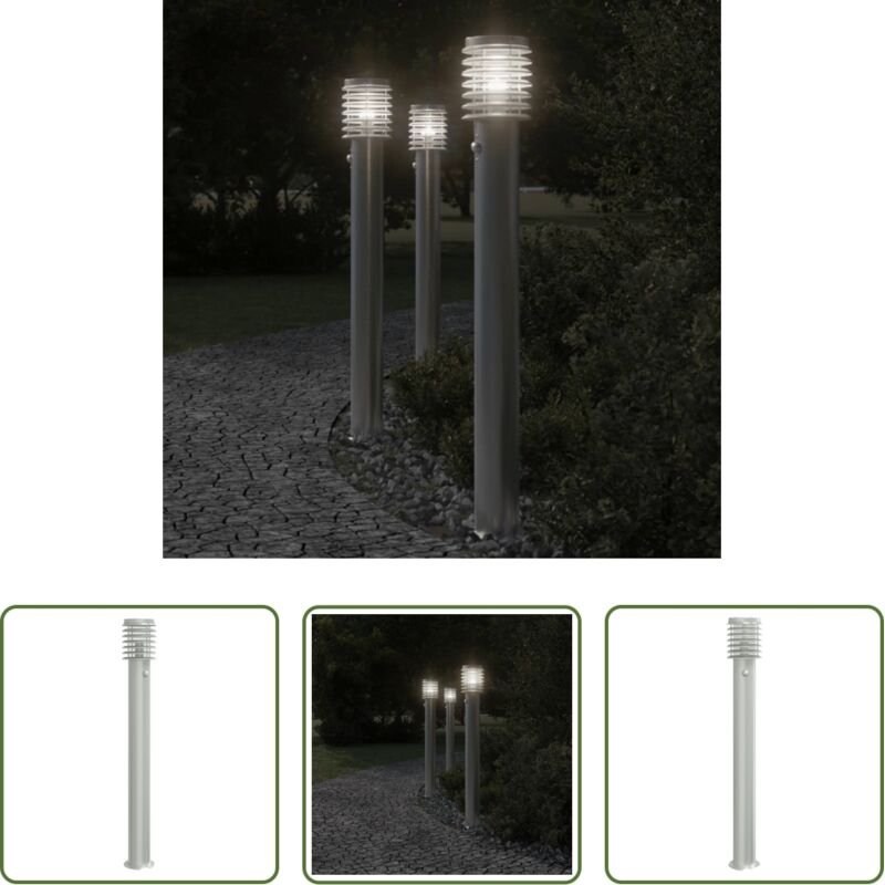Bewegungsmelder - Wegeleuchte mit Bewegungsmelder Silbern 110 cm Edelstahl