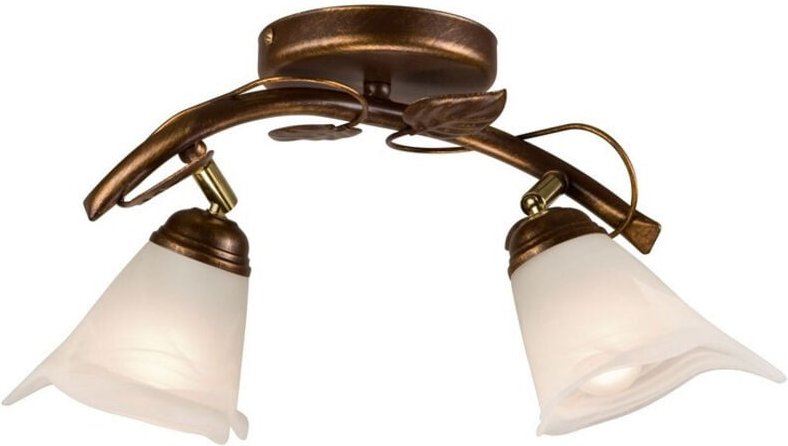 Lamkur Lighting - Lamkur Bluszcz Halbbündige Deckenleuchte mit mehreren Armen und Glasschirmen, braun, 2x E14