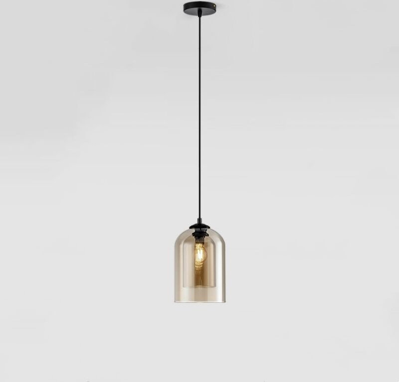 Industrial Vintage Pendelleuchte Glas Hängeleuchte E27 Fassung Esstischlampe für Wohnzimmer Schlafzimmer Küche Hotel - B...