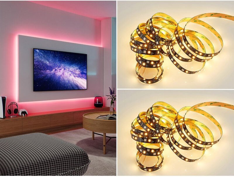 Meinewunschleuchte - 2er Set led Streifen mit Fernbedienung, rgb & Sound Control Funktion - 5 Meter