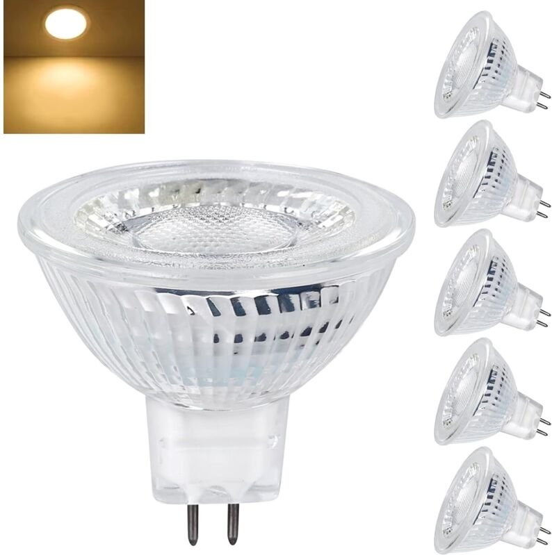 GU5.3 MR16 12V LED-Lampen, 5W entspricht 40W Halogenlampe, Warmweiß 2700K, 350LM, 12V LED-Spotlampen, 120° Weitwinkel-Re...