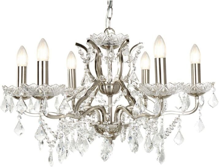 Paris - 6 Leichter Kronleuchter Satin Silber Finish, E14 - Searchlight