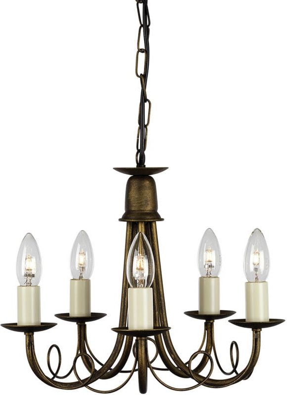 Elstead - Minster - 5 Light Chandelier Black, Gold Finish, E14