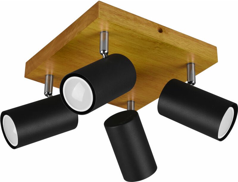 Decken Leuchte Holz Strahler schwarz-matt schwenkbar Wohn Ess Schlaf Zimmer Beleuchtung Spot Lampe braun