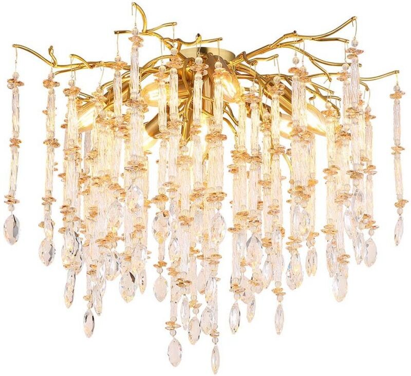 Deckenleuchte Kronleuchter Lüster goldfarben Glaskristalle H 48 cm