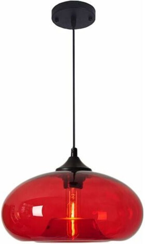 Shmshng - Vintage Industrielle runde farbige Glaspendelleuchte, Retro Loft Bar E27 Deckenhängelampe, Kronleuchter für Kü...