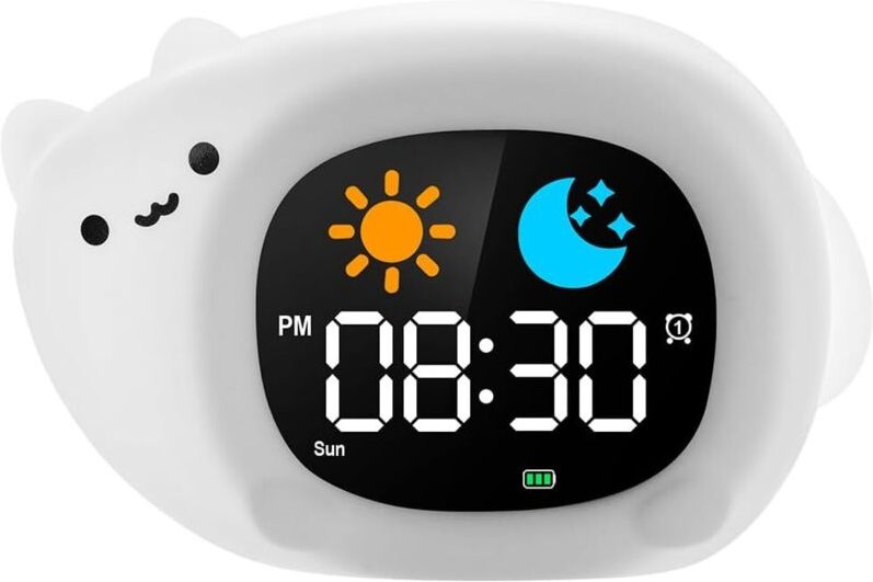 Kinderwecker, Lernwecker für Kinder, Schlaftrainingswecker mit Mond- und Sonnenanzeige, RGB-Nachtlicht, für Mädchen und ...