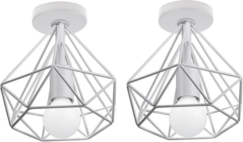 2er Deckleuchte Diamant Käfig Vintage Industriell Stil Deckenlampe Innen Eisen Lampe E27 Fassung für Wohnzimmer Schlafzi...