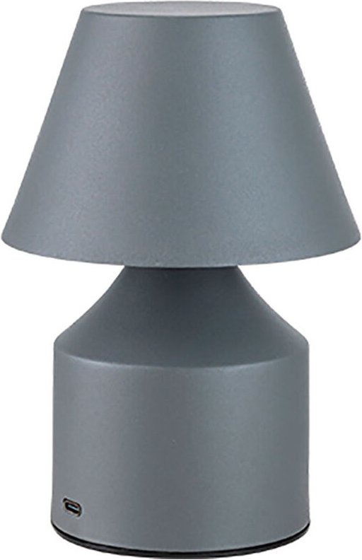 Tischlampe LED wiederaufladbar aus Metall 3-Farben, 2 W, 200 Lm, Grau, ø110 x 163 mm