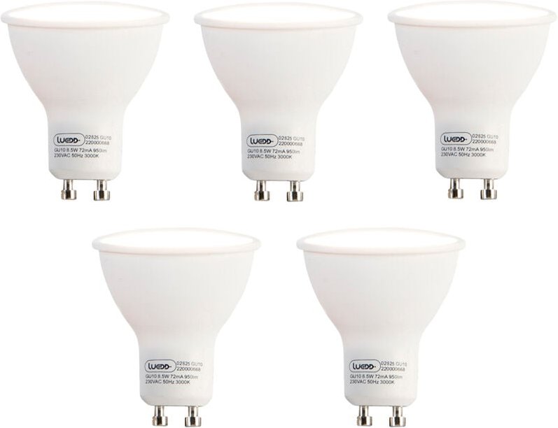 Set mit 5 GU10 LED-Glühbirnen 8,5W 950lm 3000K