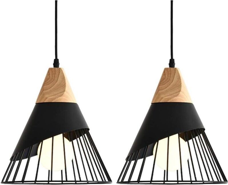 Nordische moderne minimalistische Pendelleuchte aus Holz, kreativer Vintage-Kronleuchter aus Eisen, E27, höhenverstellba...