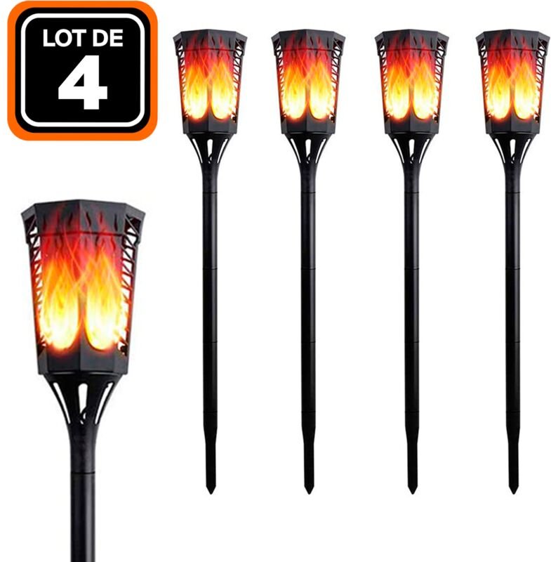 4ER-PACK solarflammen dämmerungssensor led 35 lumen
