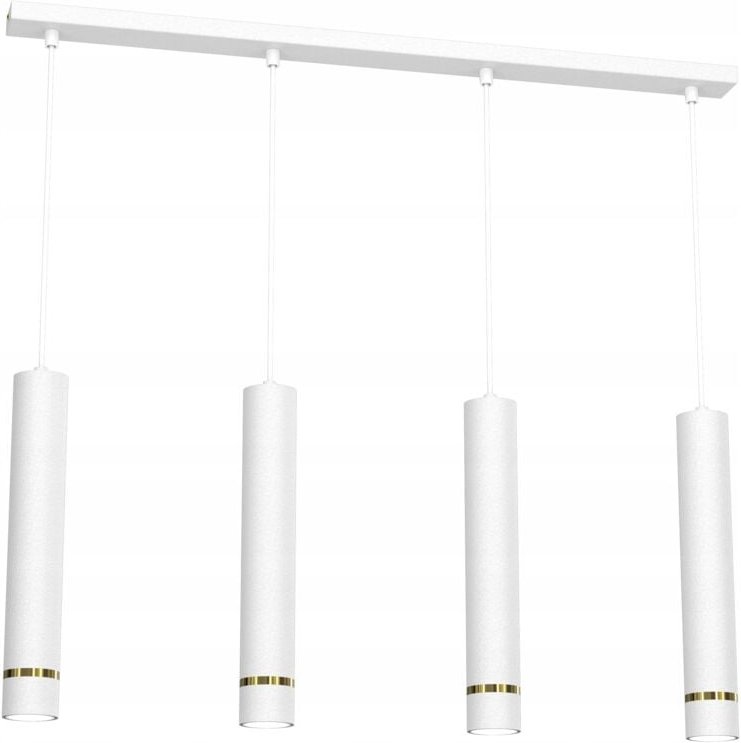 Hängelampen-Röhrenstreifen 4x Gu10 über der Tischinsel Weißgold