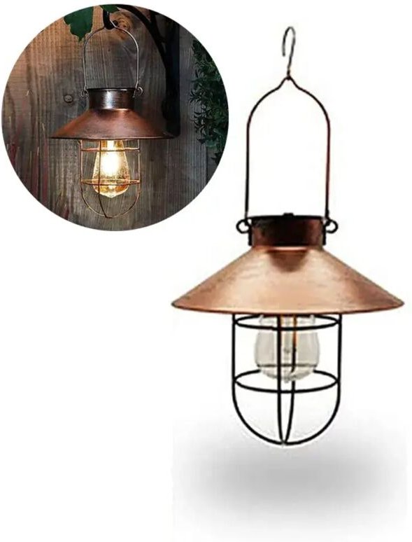 Vintage-Solar-Hängelaterne aus Metall mit warmweißen LED-Lampen für Garten, Terrasse und Baumbeleuchtung – ideal für die...